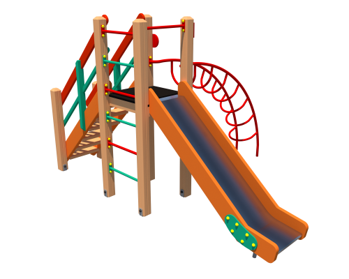 Гірка дитяча зі шведською стінкою та ліаною - фото 1