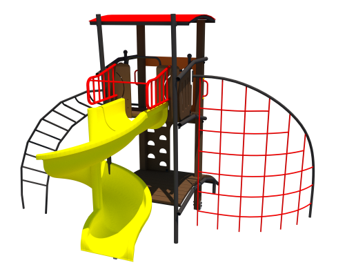 Комплекс дитячий спортивно - ігровий "ВЕЖА" з гвинтовим пластиковим спуском - фото 1