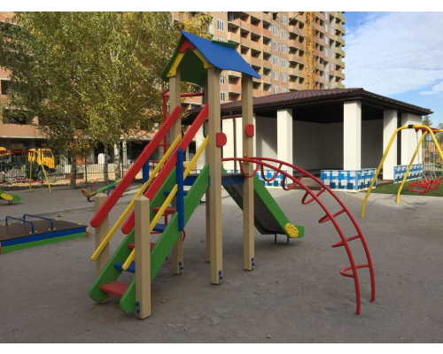 Комплекс дитячий спортивно -ігровий з ліаною та шестом зігзагом(Дах вологостійка фанера) - фото 4