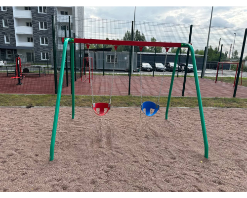 Гойдалка подвійна. Металеві стійки - фото 6 Гойдалка подвійна. Металеві стійки - фото 6