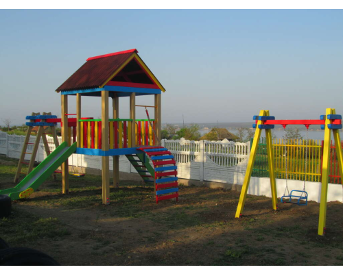 Гойдалка одинарна. Дерев'яні стійки - фото 2