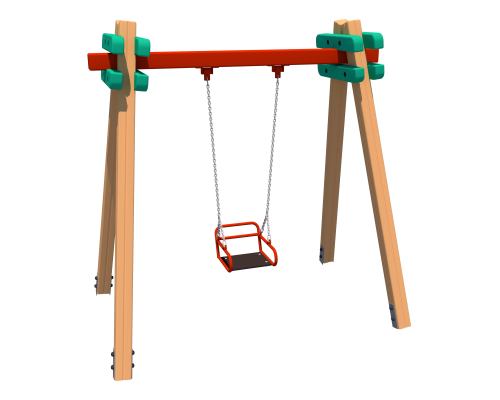 Гойдалка одинарна. Дерев'яні стійки - фото 1