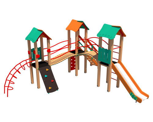 Комплекс дитячий спортивно -ігровий "Три вежі дворівневий" - фото 1