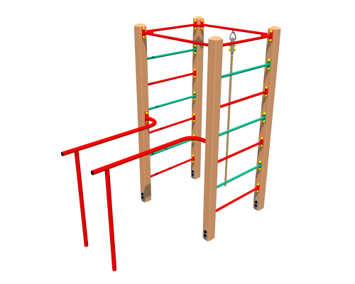 Стінка шведська з канатом, брусами та турніком - фото 1 Стінка шведська з канатом, брусами та турніком - фото 1