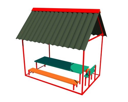 Навес металический с лавками и столом - фото 1