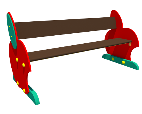 Лавка дитяча &quot;Яблучко&quot; зі спинкою - фото 1