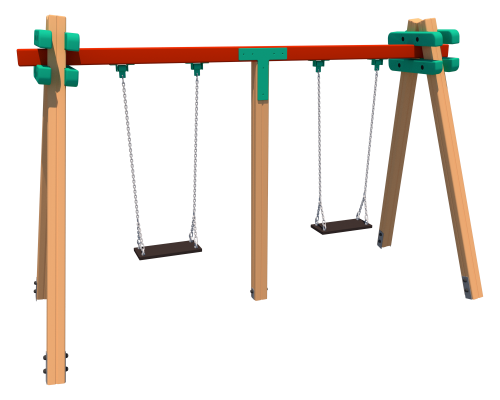 Гойдалка подвійна. Дерев'яні стійки - фото 1 Гойдалка подвійна. Дерев'яні стійки - фото 1