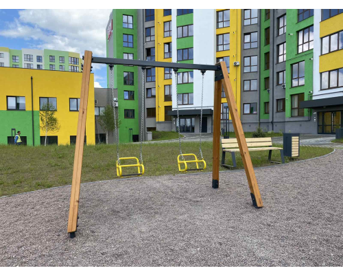 Гойдалка подвійна. Дерев'яні стійки - фото 2