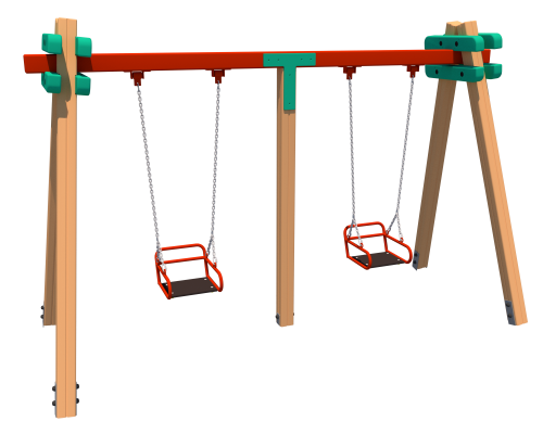 Гойдалка подвійна. Дерев'яні стійки - фото 1